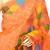 Orange Pure Cotton JP Munga Kota Digital Printed Handwoven Saree Without Blouse by AMG Square