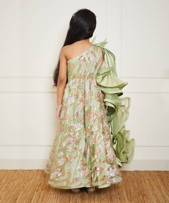 Green sequence embroidery jumpsuit 2