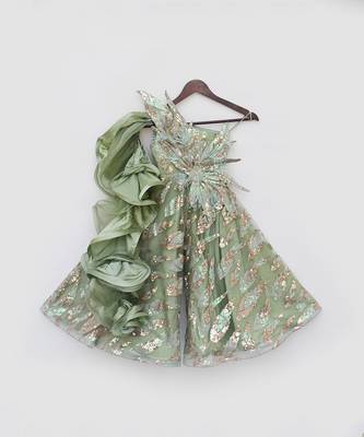 Green sequence embroidery jumpsuit 3