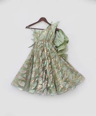 Green sequence embroidery jumpsuit 4