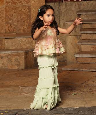 Light peach embroidery sharara set 2
