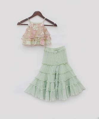 Light peach embroidery sharara set 1