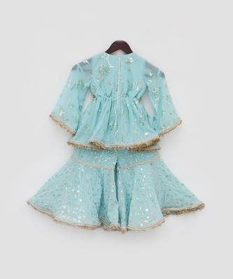 Blue embroidery sharara set 5