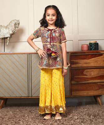 Burgundy embroidery sharara set 1