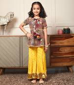 Burgundy embroidery sharara set