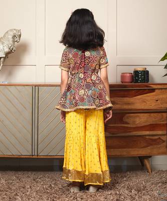 Burgundy embroidery sharara set 2
