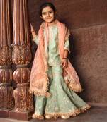 Green embroidery sharara set