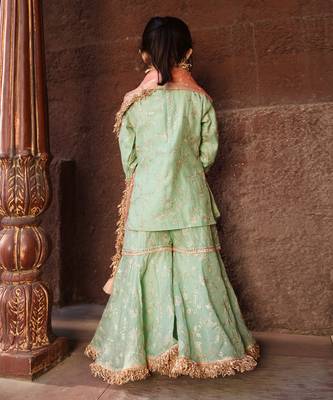 Green embroidery sharara set 2