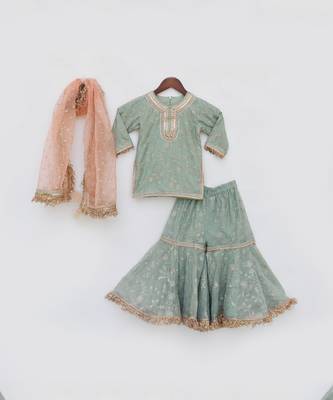 Green embroidery sharara set 3