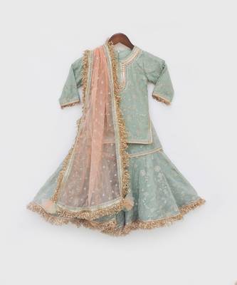 Green embroidery sharara set 4