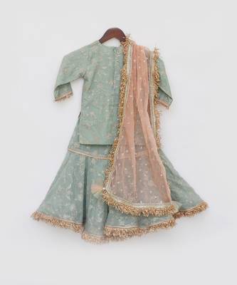 Green embroidery sharara set 5