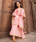 Peach sequence embroidery sharara set