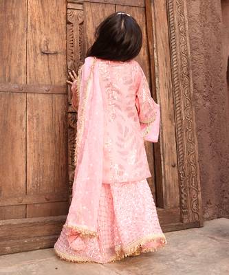 Peach sequence embroidery sharara set 2