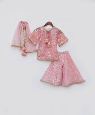 Peach sequence embroidery sharara set 3
