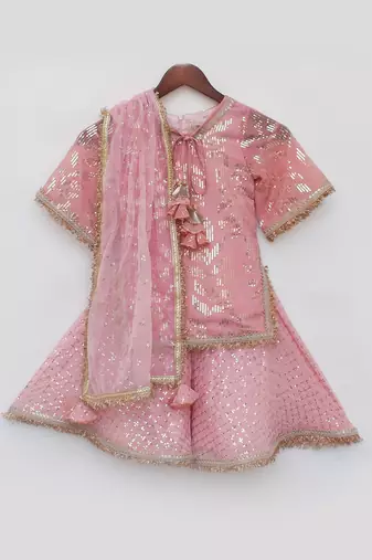 Peach sequence embroidery sharara set