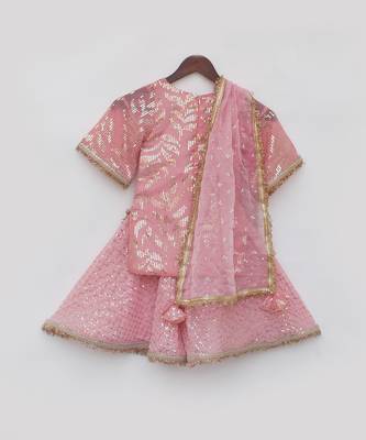 Peach sequence embroidery sharara set 5