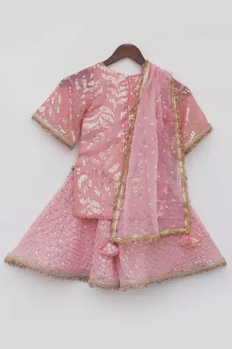 Peach sequence embroidery sharara set