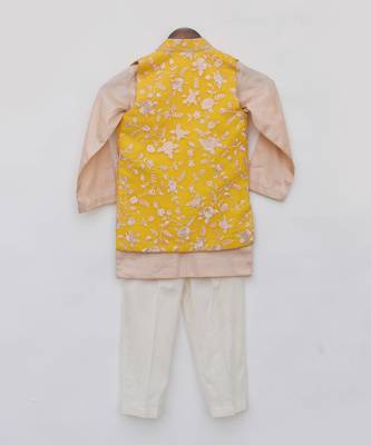 Yellow parsi work kurta jacket set 5