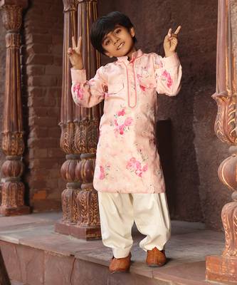 Peach printed kurta set 1