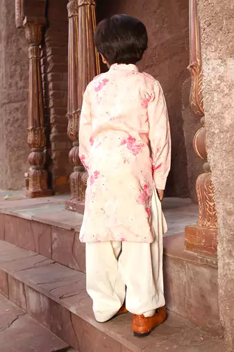Peach printed kurta set