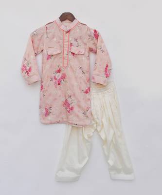 Peach printed kurta set 3