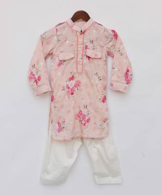 Peach printed kurta set 4