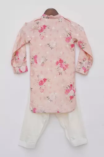 Peach printed kurta set