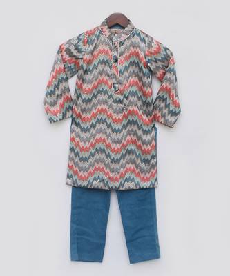 Blue zik zak kurta set 4