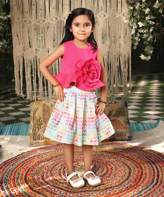 Pink lycra printed skirt ser 1