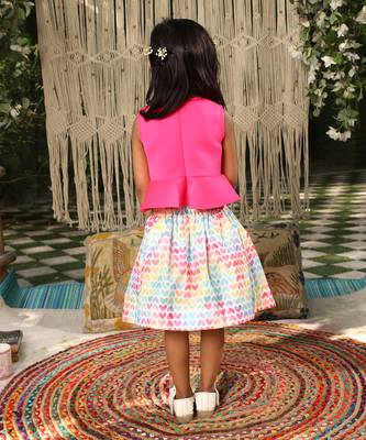 Pink lycra printed skirt ser 2