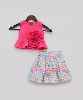 Pink lycra printed skirt ser 3