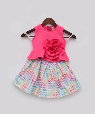Pink lycra printed skirt ser 4
