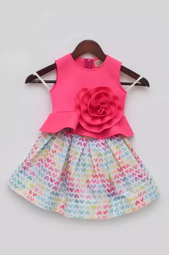 Pink lycra printed skirt ser