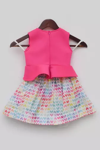 Pink lycra printed skirt ser