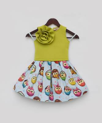 Green lycra printed skirt set 4