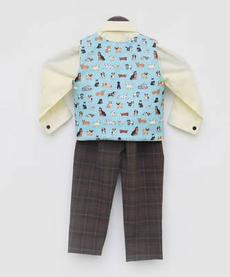 Blue printed waist coat set 5
