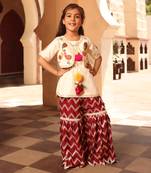 Off white & maroon sharara set