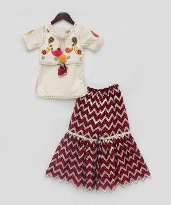Off white & maroon sharara set 3