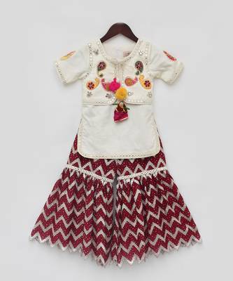 Off white & maroon sharara set 4