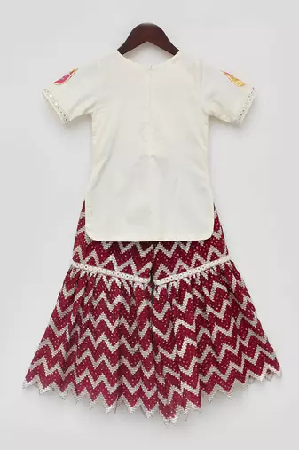 Off white & maroon sharara set