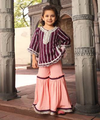 Purple printed sharara set 1