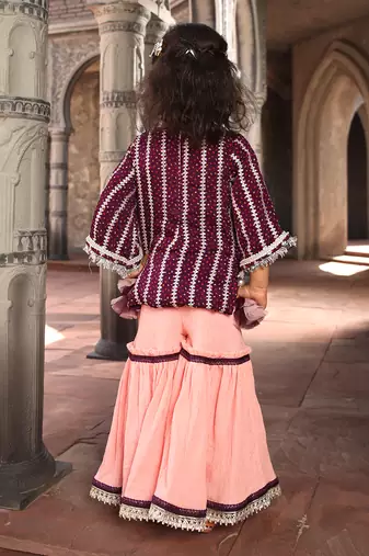 Purple printed sharara set