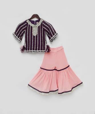 Purple printed sharara set 3