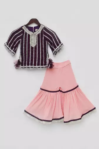 Purple printed sharara set