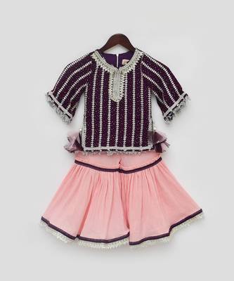 Purple printed sharara set 4