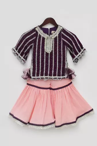 Purple printed sharara set