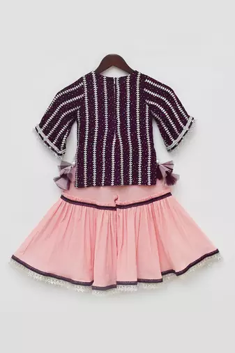 Purple printed sharara set