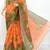 Orange Pure Cotton Kota Doria Floral Printed Handwoven Saree Without Blouse by AMG Square