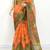 Orange Pure Cotton Kota Doria Floral Printed Handwoven Saree Without Blouse by AMG Square