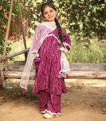 Purple bandhaj kurti set